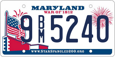 MD license plate 9BM5240