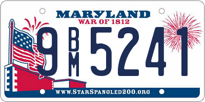 MD license plate 9BM5241