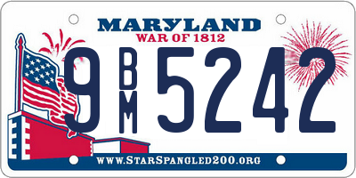 MD license plate 9BM5242
