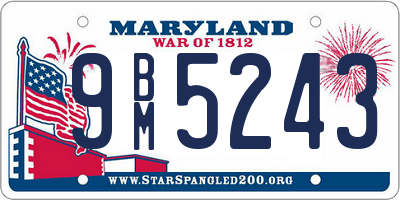 MD license plate 9BM5243