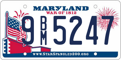MD license plate 9BM5247