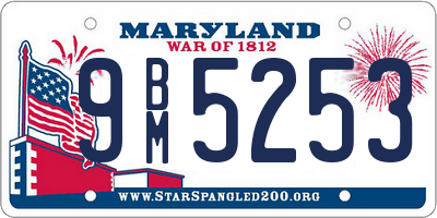 MD license plate 9BM5253