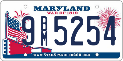 MD license plate 9BM5254