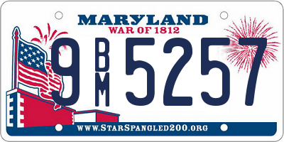 MD license plate 9BM5257