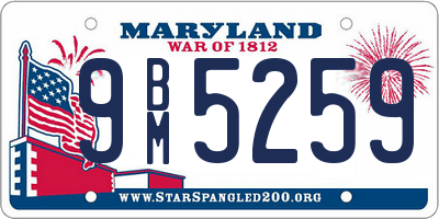 MD license plate 9BM5259