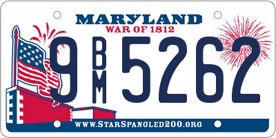 MD license plate 9BM5262