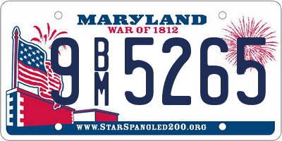 MD license plate 9BM5265