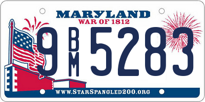 MD license plate 9BM5283