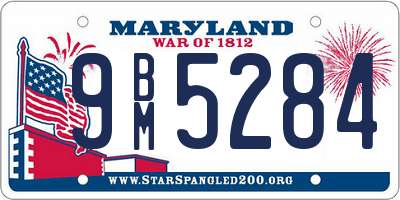 MD license plate 9BM5284