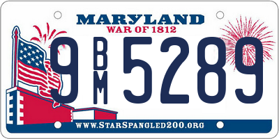 MD license plate 9BM5289