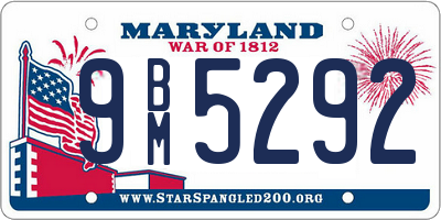 MD license plate 9BM5292