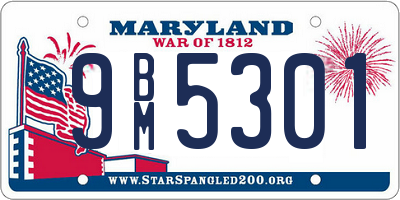 MD license plate 9BM5301