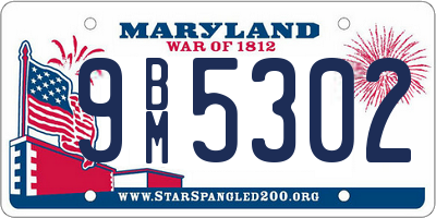 MD license plate 9BM5302