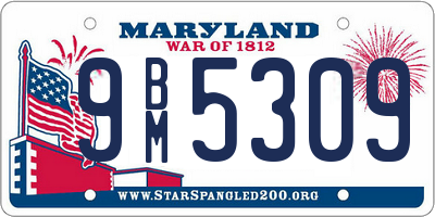 MD license plate 9BM5309