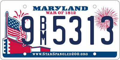 MD license plate 9BM5313