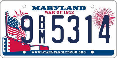 MD license plate 9BM5314