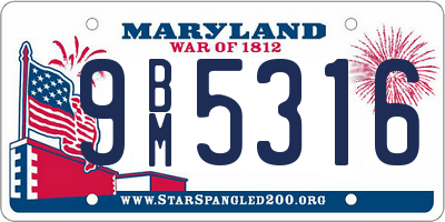 MD license plate 9BM5316