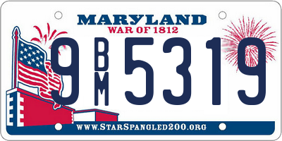 MD license plate 9BM5319