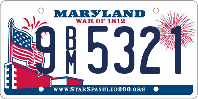 MD license plate 9BM5321