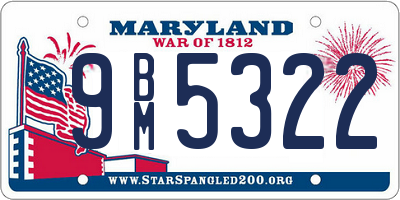 MD license plate 9BM5322