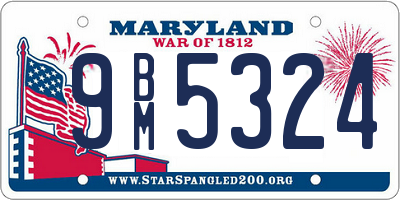 MD license plate 9BM5324