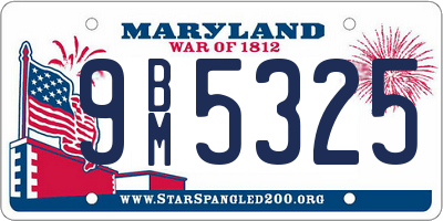 MD license plate 9BM5325