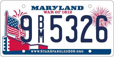 MD license plate 9BM5326