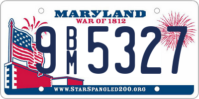 MD license plate 9BM5327