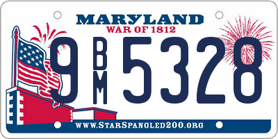 MD license plate 9BM5328