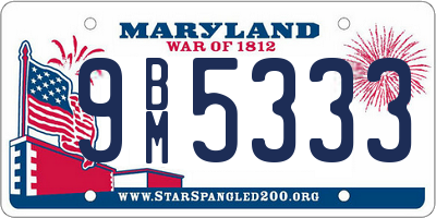 MD license plate 9BM5333