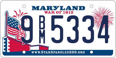 MD license plate 9BM5334