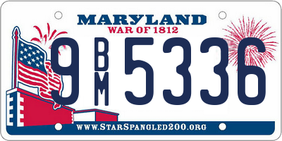 MD license plate 9BM5336