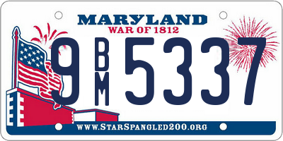 MD license plate 9BM5337