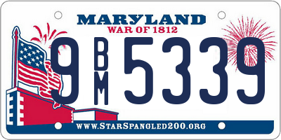 MD license plate 9BM5339