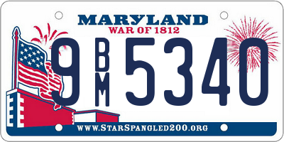 MD license plate 9BM5340