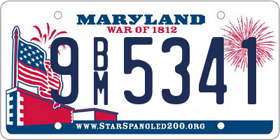 MD license plate 9BM5341