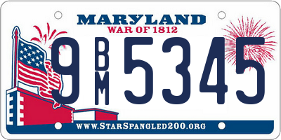 MD license plate 9BM5345