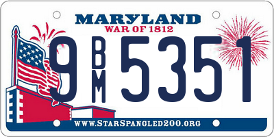 MD license plate 9BM5351