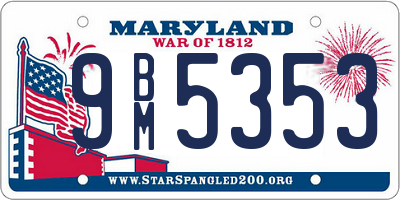 MD license plate 9BM5353