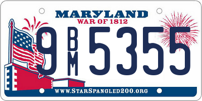 MD license plate 9BM5355