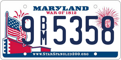 MD license plate 9BM5358