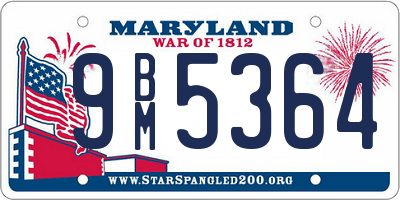 MD license plate 9BM5364