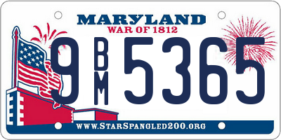 MD license plate 9BM5365