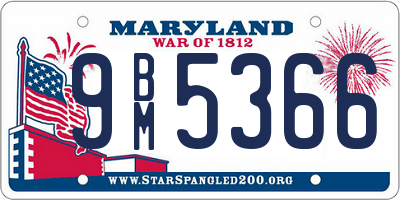 MD license plate 9BM5366