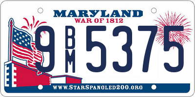 MD license plate 9BM5375