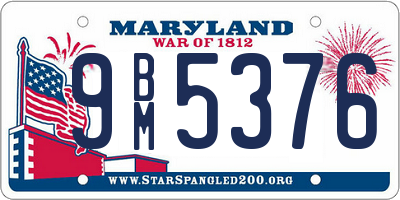 MD license plate 9BM5376