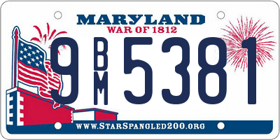 MD license plate 9BM5381