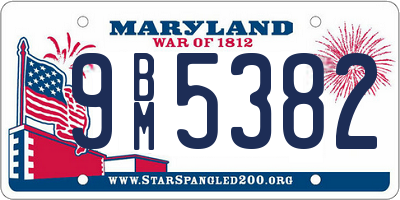 MD license plate 9BM5382