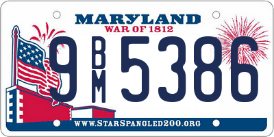 MD license plate 9BM5386