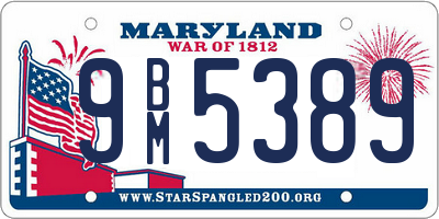 MD license plate 9BM5389